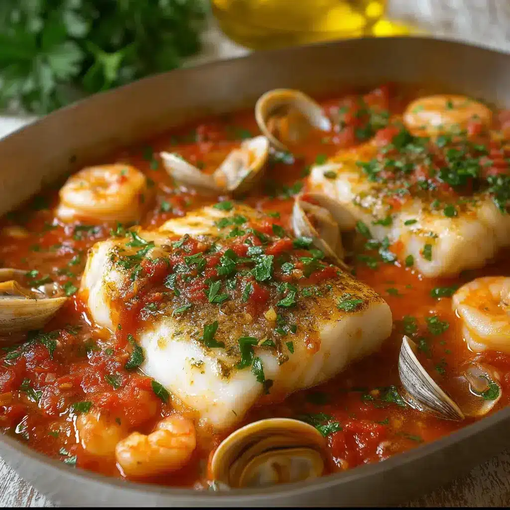 Merluza a la Marinera con Gambas y Almejas