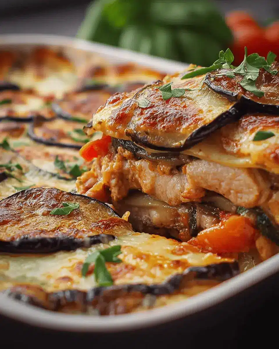 Lasaña de berenjena y pollo