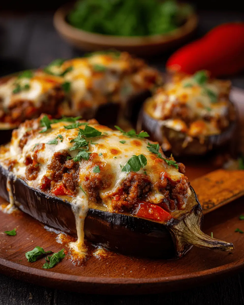 Berenjenas Rellenas de Carne y Queso de Cabra
