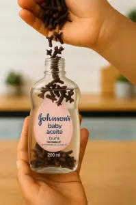 Mezcla aceite para bebé y clavo de olor: Tu aliado natural en 10 segundos.