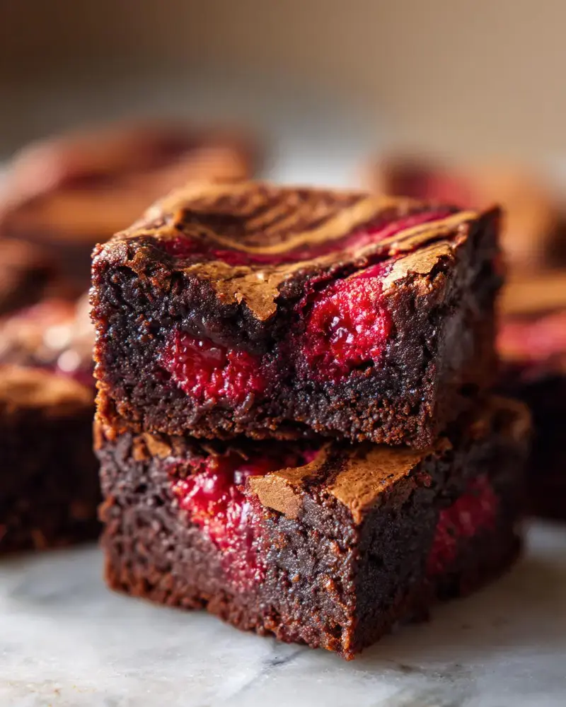 Brownies Marbrés: Le 1er coup de foudre gourmand 4 Brownies Marbrés aux Framboises