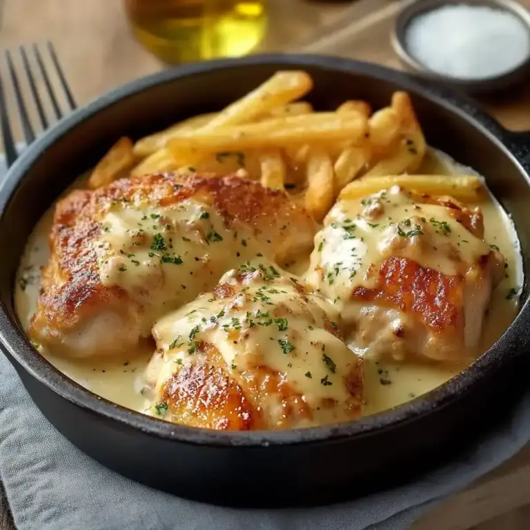 Cassolettes de Poulet au Maroilles et Frites Maison