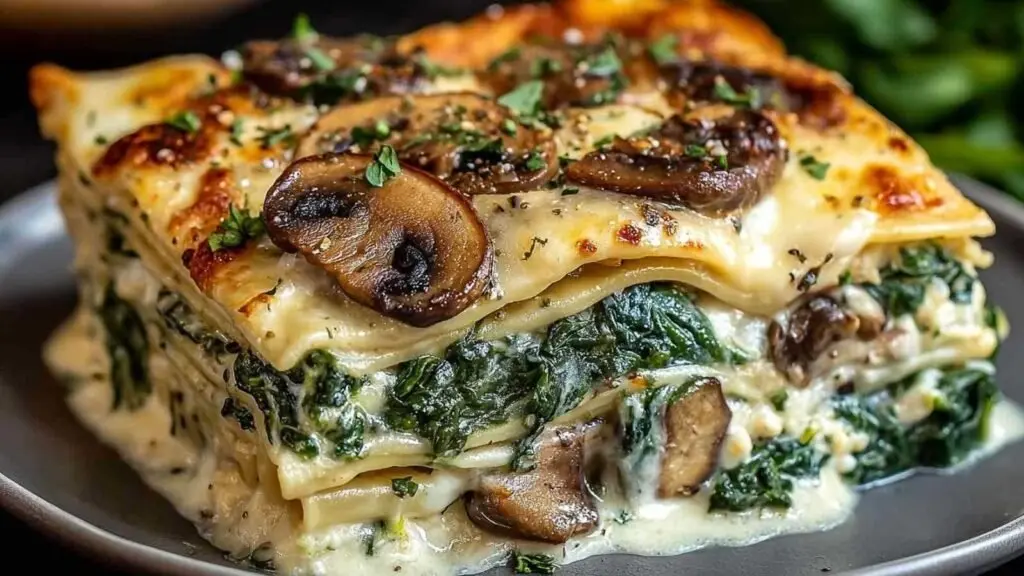 Lasagne Crémeuse aux Épinards et Champignons