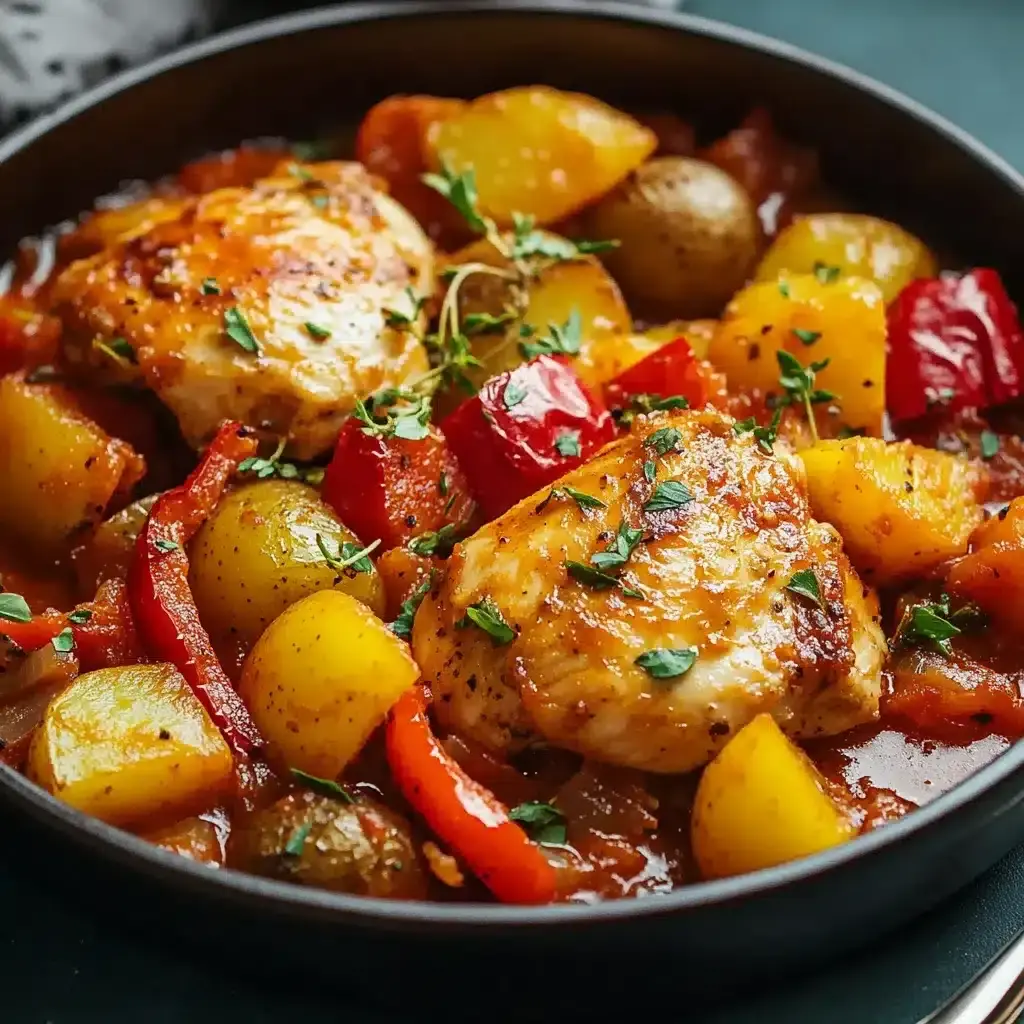 Poulet aux poivrons et pommes de terre