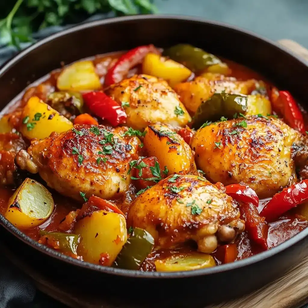 Poulet aux poivrons et pommes de