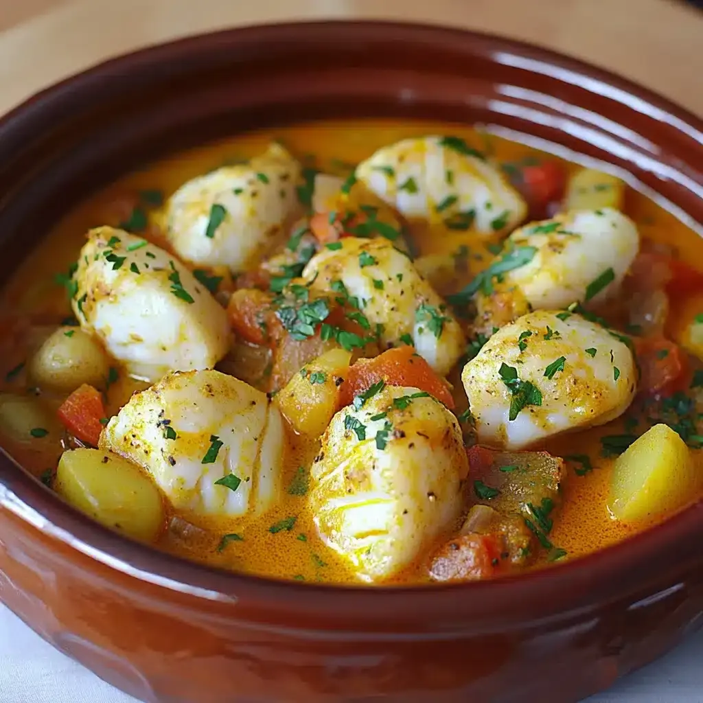 Tajine de Lotte au Safran et au Curry