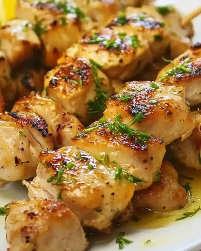brochettes de poulet marinées