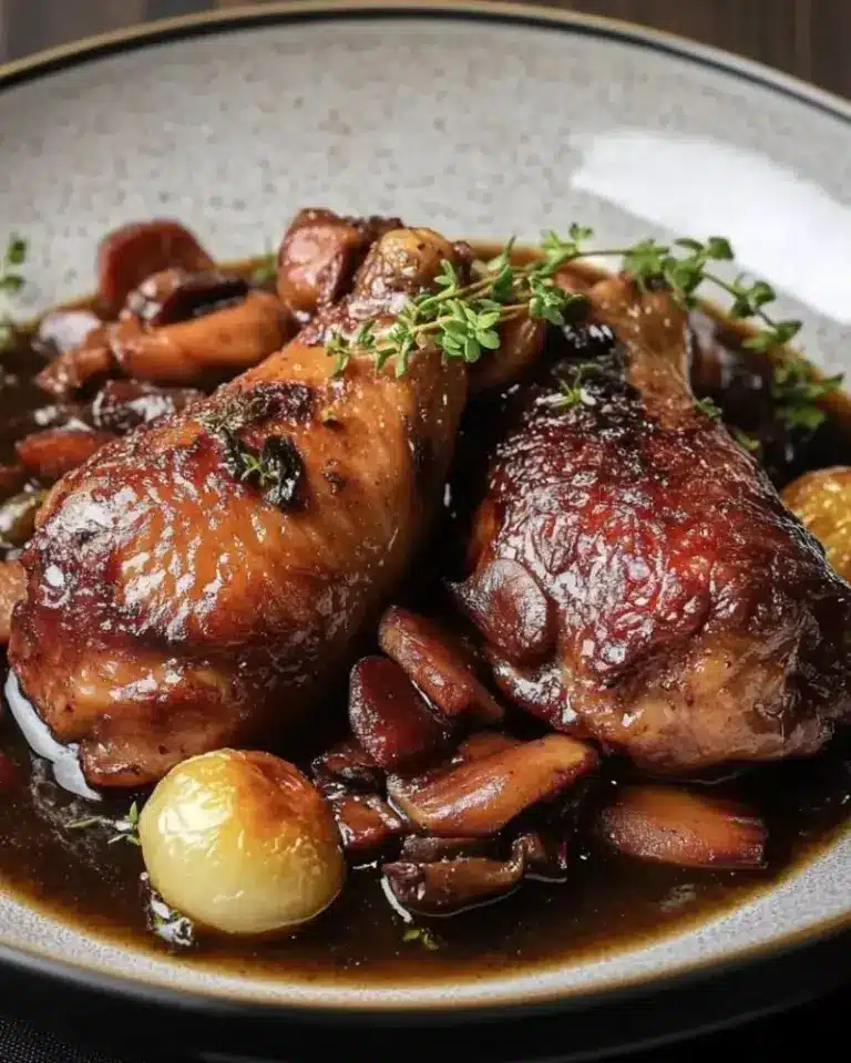 Coq au Vin Rouge à l’Ancienne – Recette delicieux