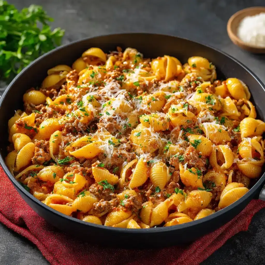 coquillettes au bœuf et à la crème