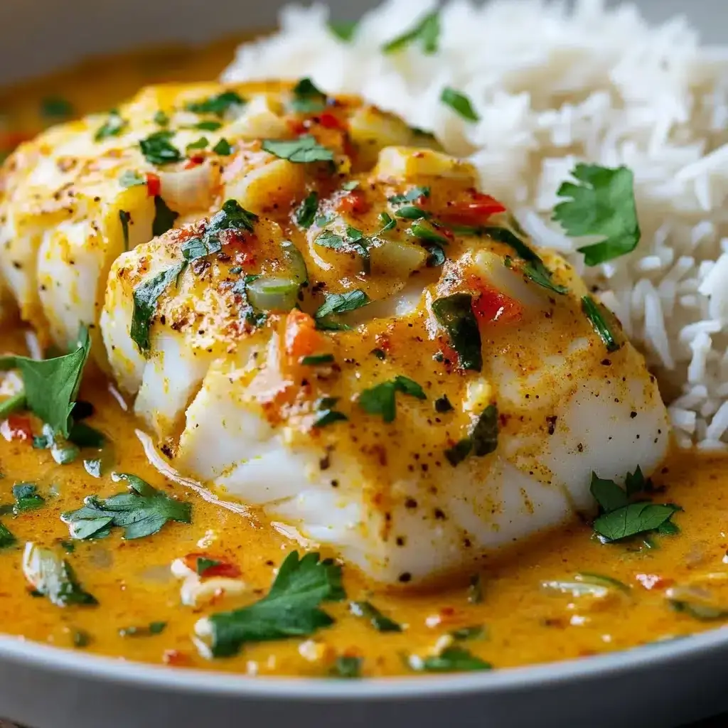 Créole de cabillaud mijotée au colombo et lait de coco