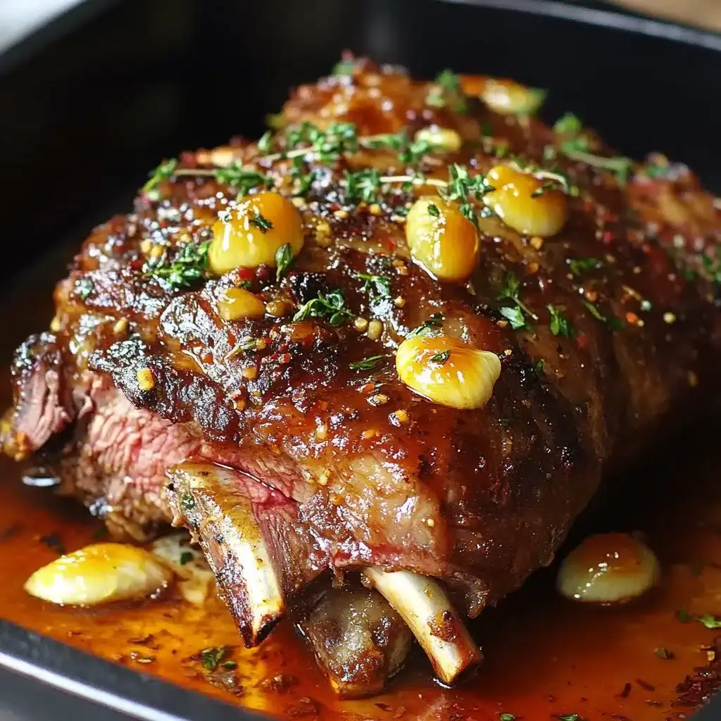 Épaule d’Agneau Confit au Four, à l’Ail, Miel et Moutarde 4 épaule d’agneau confite au four