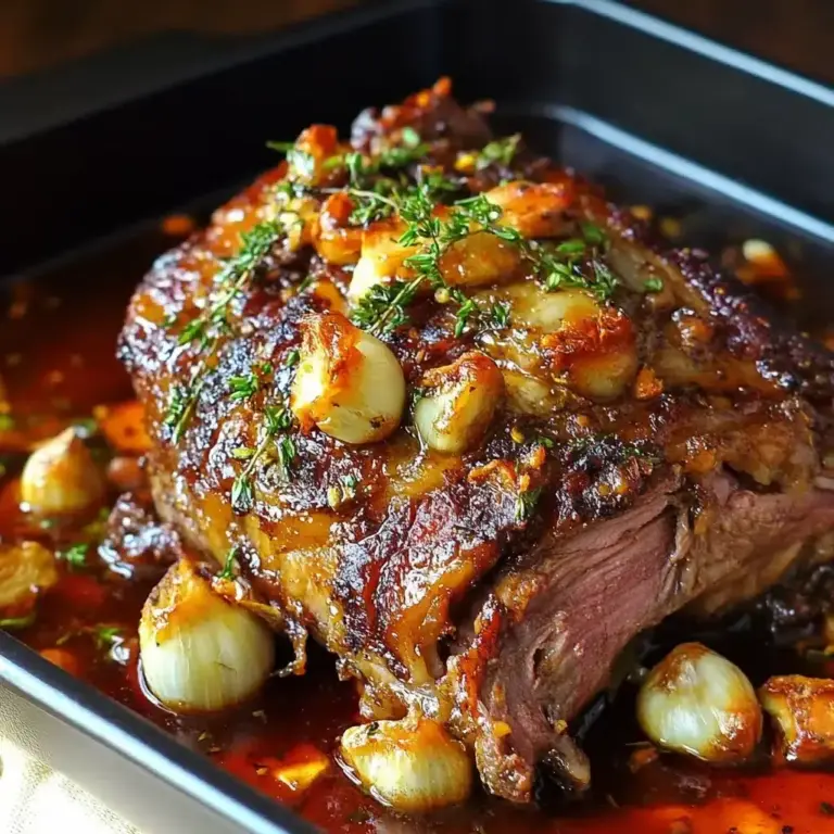 Épaule d’Agneau Confit au Four, à l’Ail, Miel et Moutarde