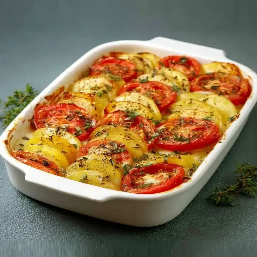 gratindetomatesetpommesdeterrealamozzarella