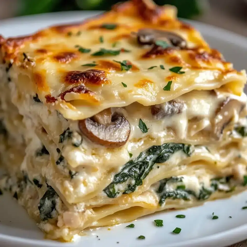 lasagnes blanches poulet épinards champignons
