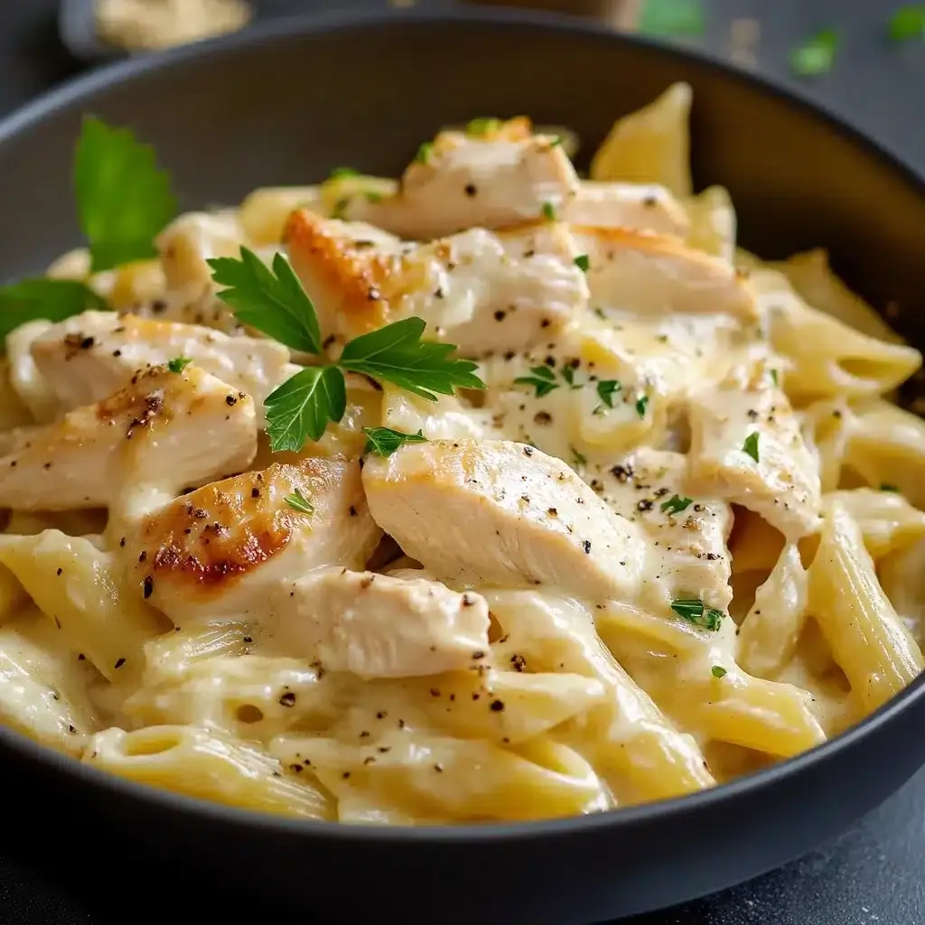 pâtes au poulet sauce crémeuse Boursin