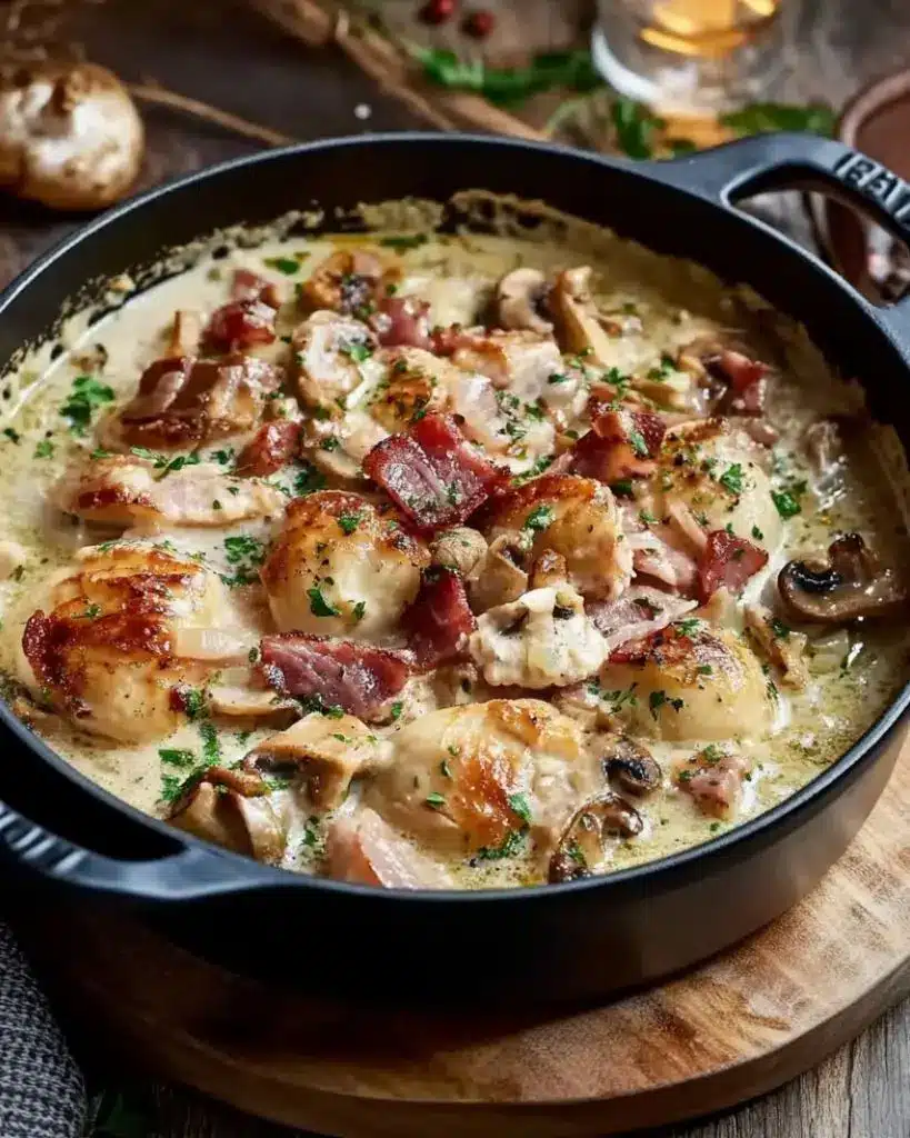 Pintade de Noël braisée aux lardons – Recette delicieux