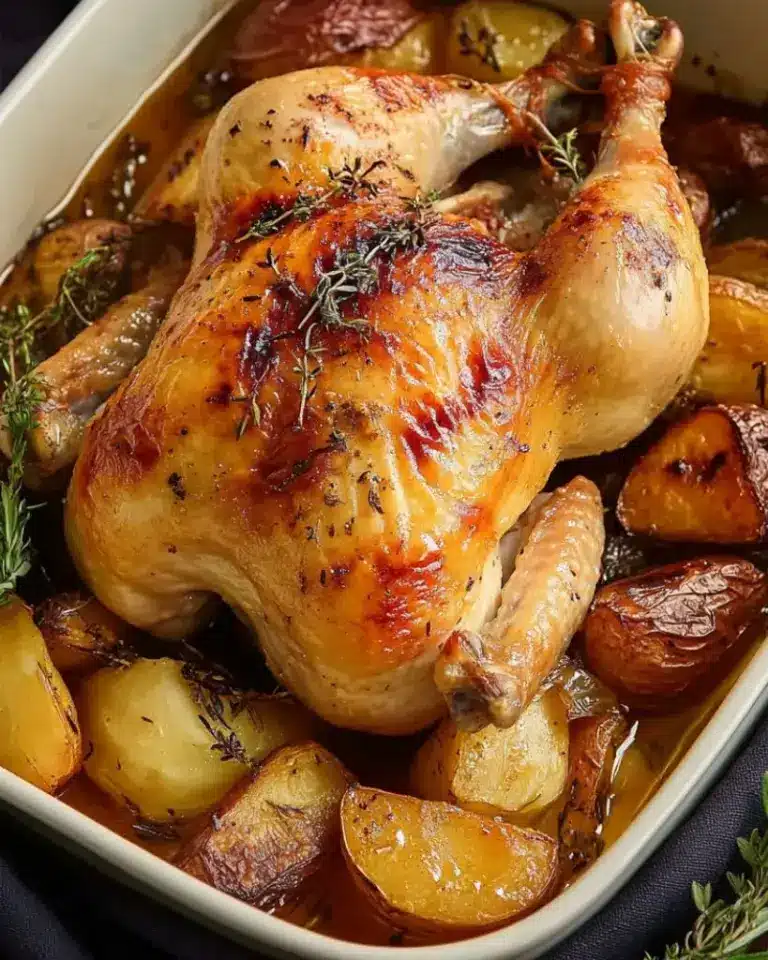 Poulet rôti aux pommes de terre au four – Recette delicieux