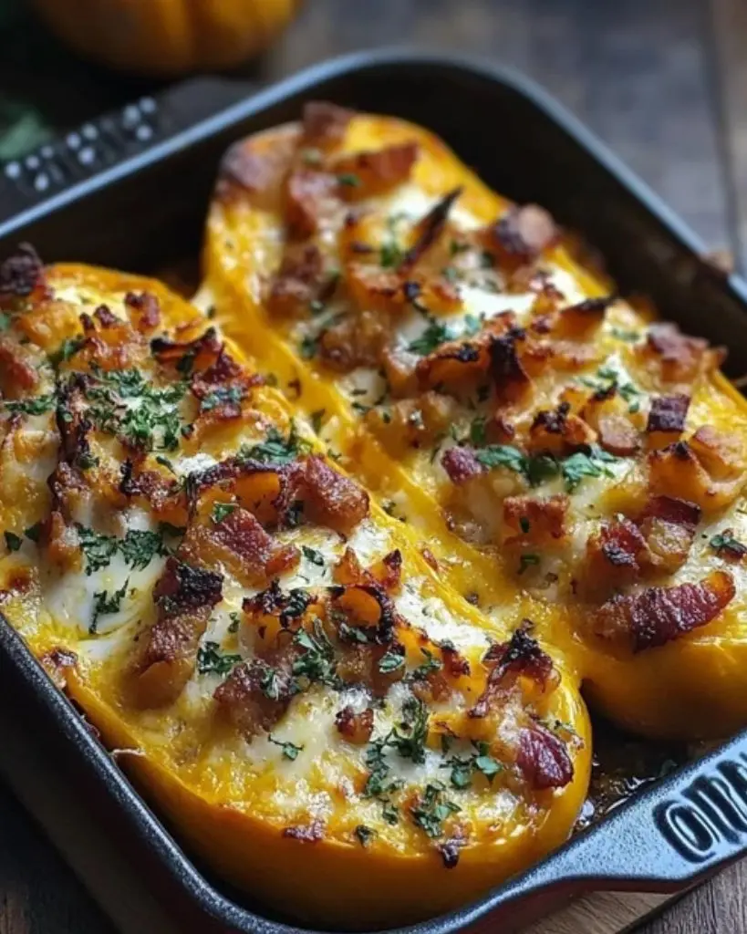 Butternut farcie aux lardons et au fromage de chèvre – Recette delicieux