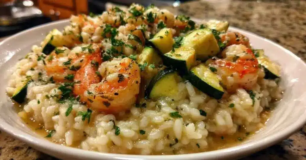 Risotto Crevettes Courgettes Facile (en 40 min) 4 risotto crevettes courgettes