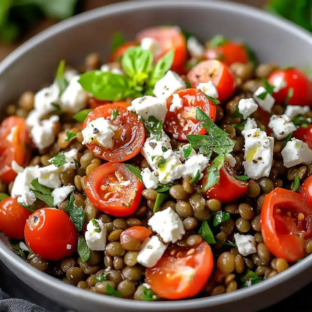 salade lentilles tomates feta
