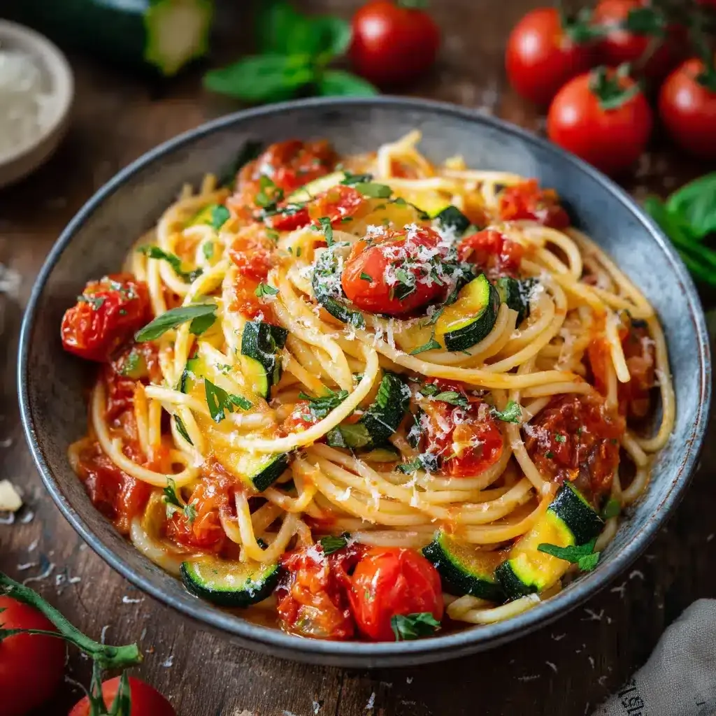 spaghettistomatescourgettesparmesan