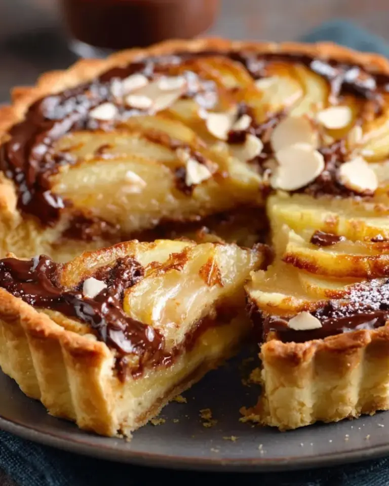 Tarte Poire, Chocolat et Amande – Recette delicieux