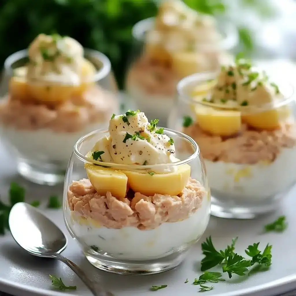 verrines thon œufs mimosa mayonnaise