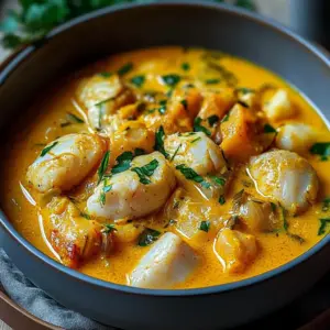 Blanquette de poissons au lait de coco et curry