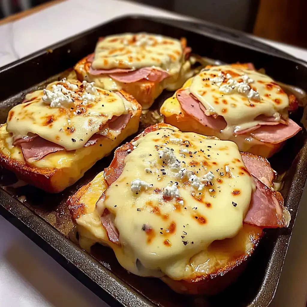 CroqueMonsieurGratineauBacondedindeetFromagedeChevre
