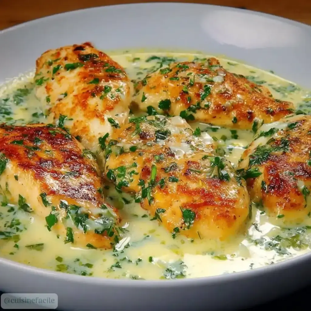 Filets de Poulet à l’Ail & Sauce Crème Citronnée –
