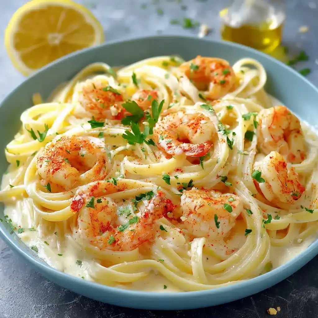 Linguine aux Crevettes et Crème Citronnée
