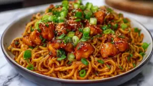 Nouilles au Poulet à l’Ail Caramélisé