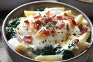 Penne au Four avec Pancetta & Mozzarella