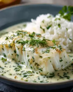 Poisson sauce blanche au vin blanc et aux herbes