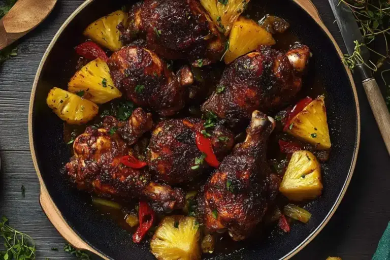 Poulet jerk jamaïcain à l’ananas au four