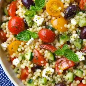 Salade fraîche de couscous perlé méditerranéenne