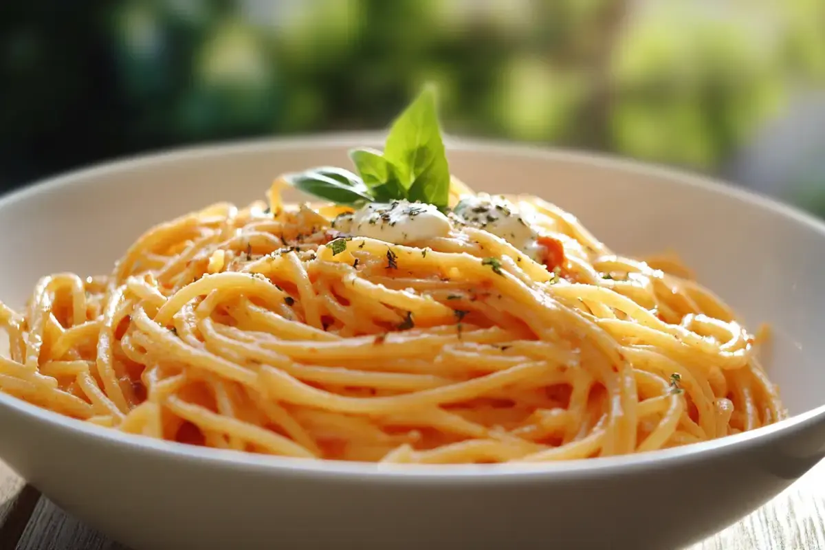 Spaghetticremepoivronrougemozzarella