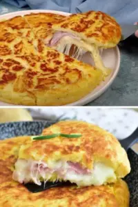 Tarte aux Pommes de Terre, Mozzarella et Jambon