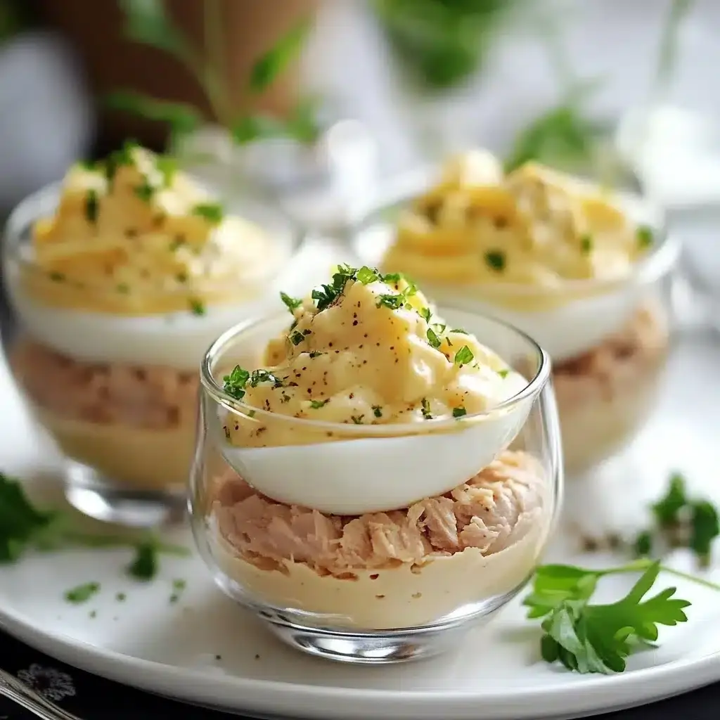 Verrines Thon aux Œufs Mimosa et Mayonnaise 2 Verrines thon œufs mimosa mayonnaise