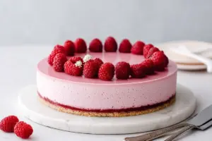 Bavarois Framboise et Croustillant Chocolat Blanc