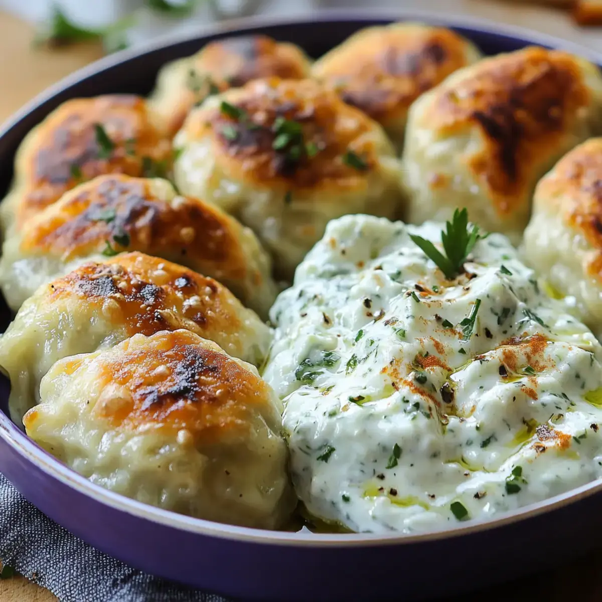 Boulettes Grecques au Four et Tzatziki Maison - Un Délice Santé - 2 boulettes grecques au four et tzatziki maison