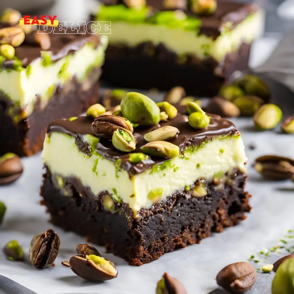 Brownies au Cheesecake Pistache : Un Dessert Gourmand et Élégant