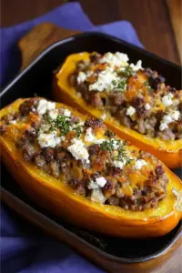 Butternut Farcie à la Chair à Saucisse et Feta