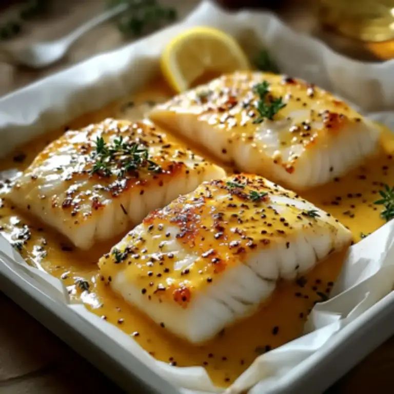 Cabillaud au Four à la Moutarde et Crème Citronnée –