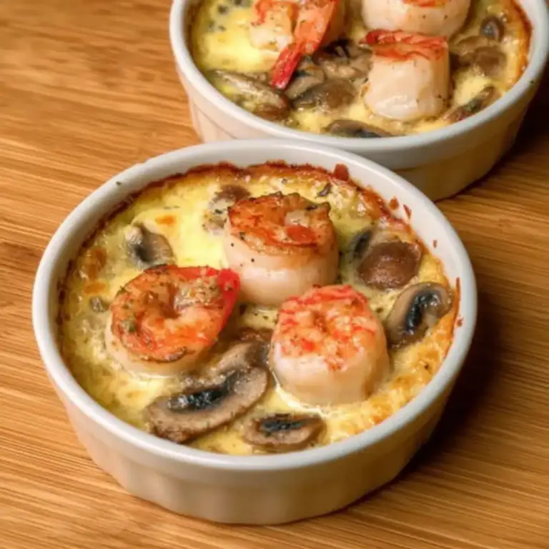 Délice Marin : Cassolette de Saint-Jacques, Crevettes et Champignons