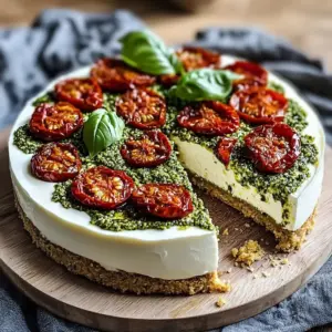 Cheesecake Frais à la Mozzarella, Tomates Confites et Pesto de Basilic