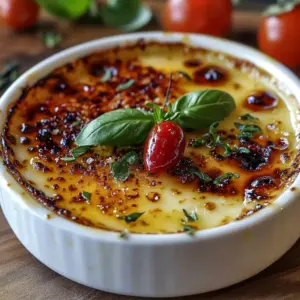 Crème Brûlée Salée au Parmesan, Tomates Séchées et Basilic