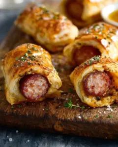 Feuilletés à la saucisse fumée, moutarde et miel
