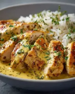 Filets de poulet sautés à la moutarde et à la crème