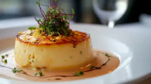 Flan au crabe sauce ciboulette